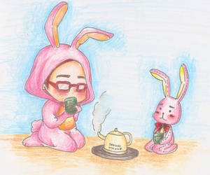 Having Tea with Mr. Bunny