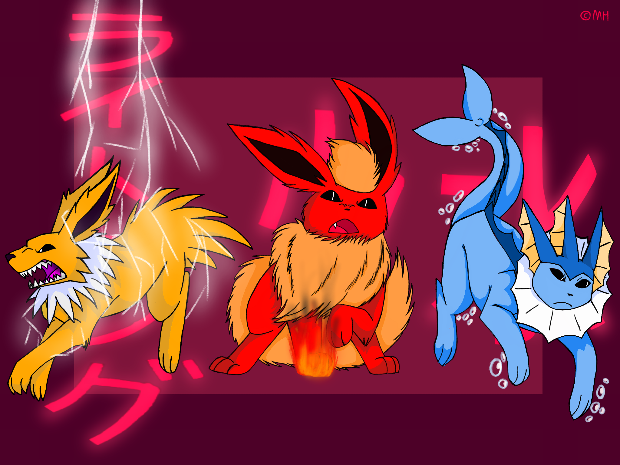The Kanto Eeveelutions By MasshiroHoshi On DeviantArt the-kanto-eeveelutions-by-masshirohoshi-on-deviantart