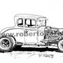 Custom hot-rod old school, black and white artwork