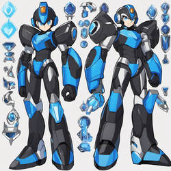 AI Art: Trying to do Megaman 2 (Black armor)