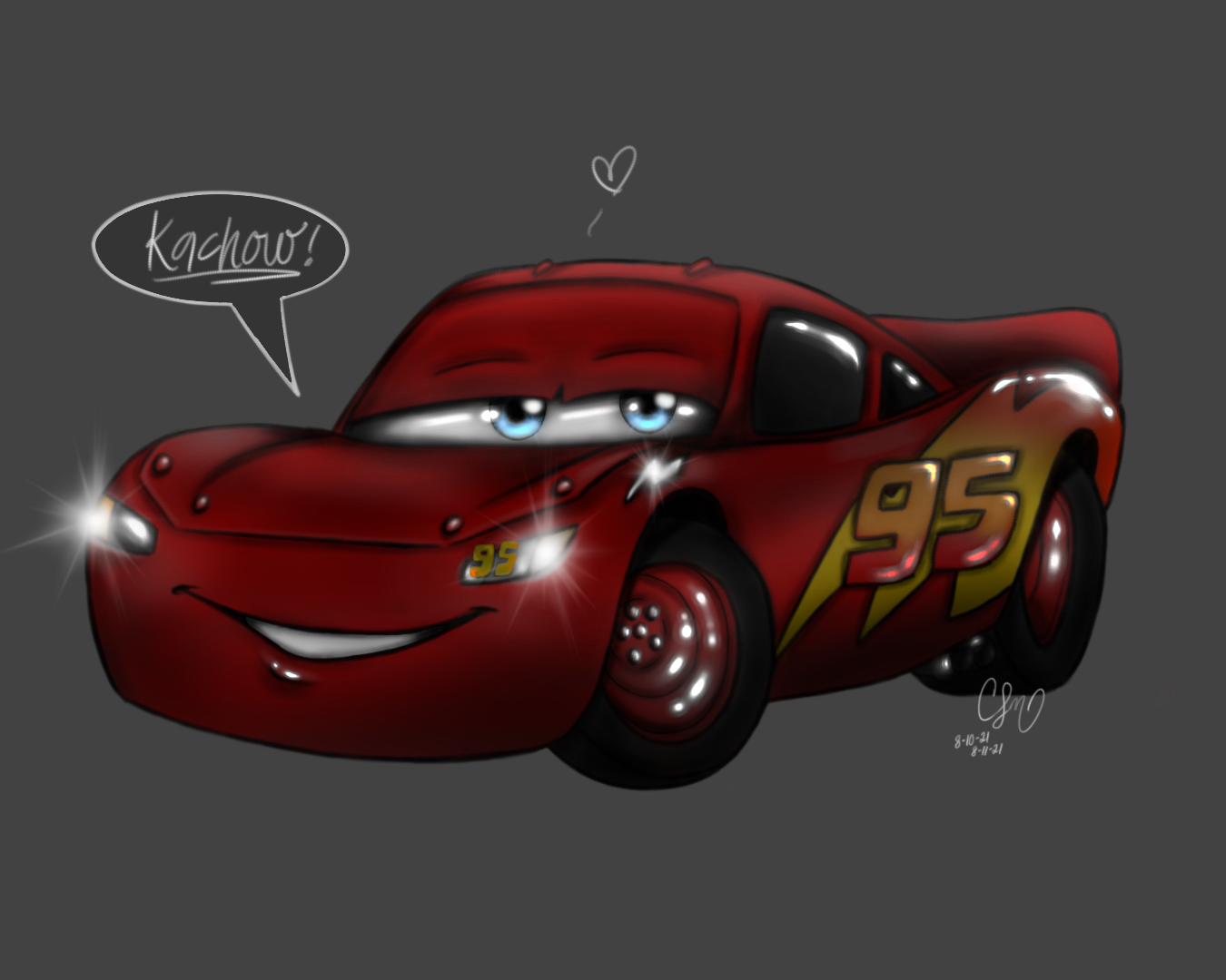 Pixar Cars Lightning McQueen Fan art (Colored) by CLMartwork on DeviantArt