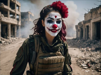 Female Combat Clown enjoys the show 4