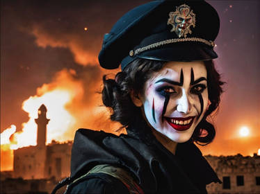 Female Combat Clown enjoys the show 1