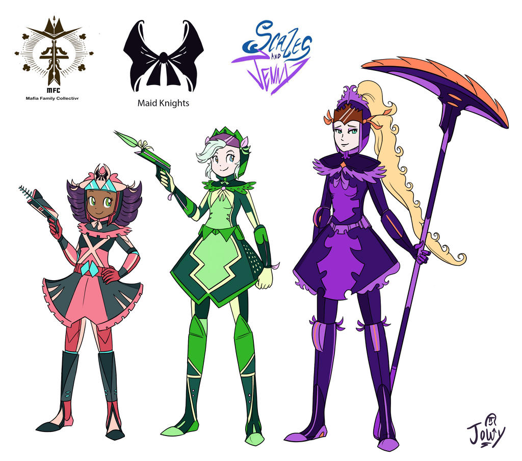 Project Scales and Jenny 8 Maid Knights by Jowybean