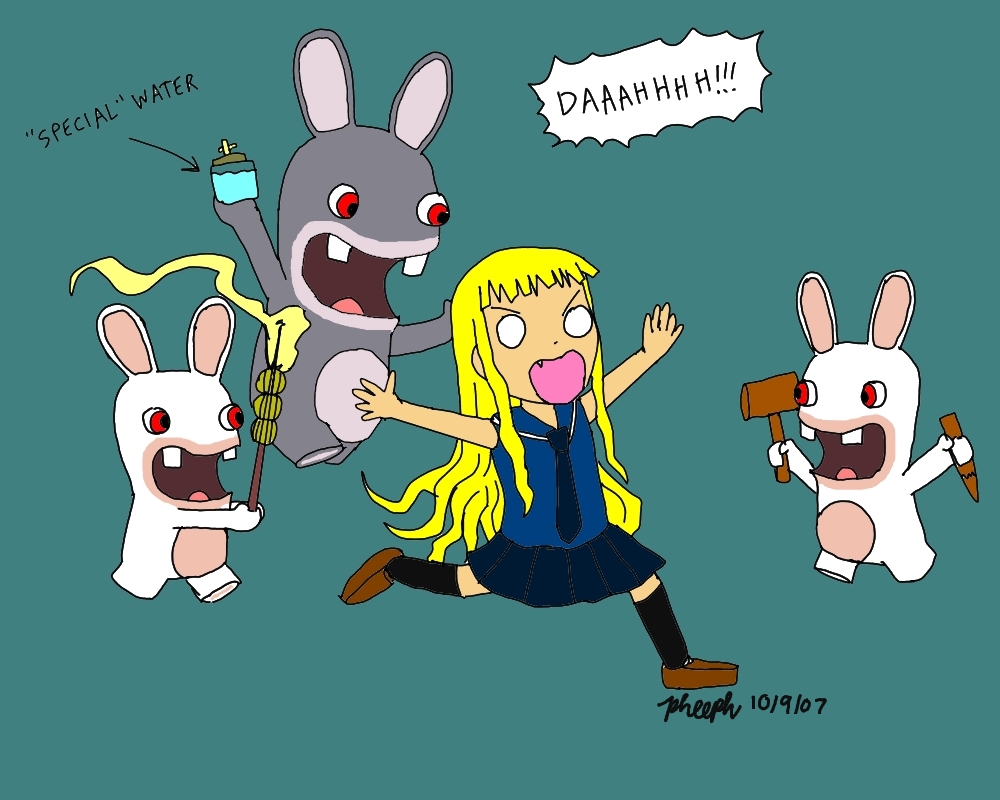 Rabbids Vs Rabbits Deviantart Evangeline vs. the Rabbids by pheeph on DeviantArt