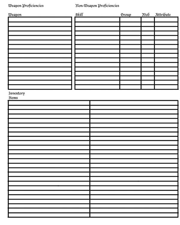 ADD 2nd ed Character Sheet pg2 by Nickdragona639 on DeviantArt