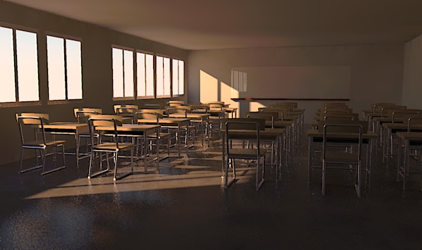 Study classroom scene - Sketchup+Twilight render