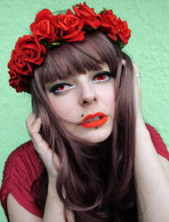 Red Flower Power Alternative Girl stock image 2