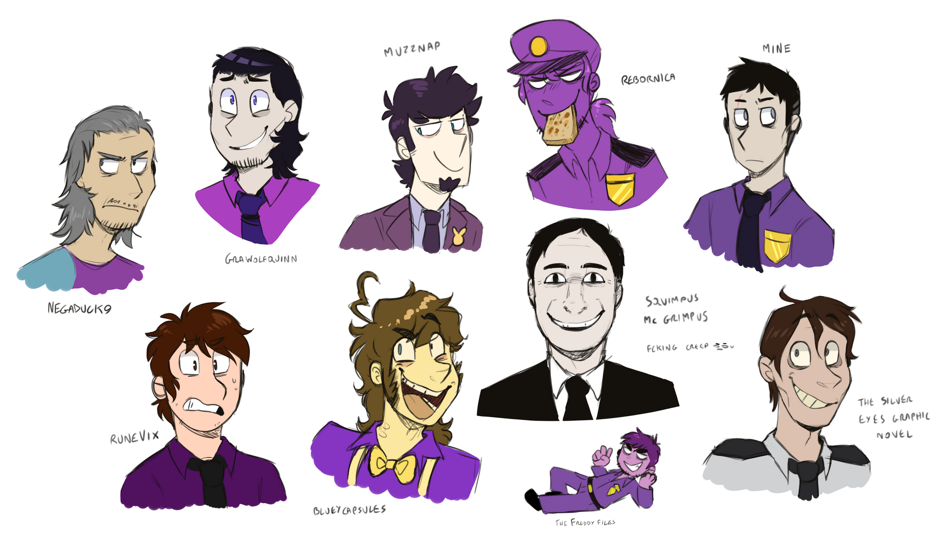 Whole bunch of Aftons by TheMandarinEternal on DeviantArt