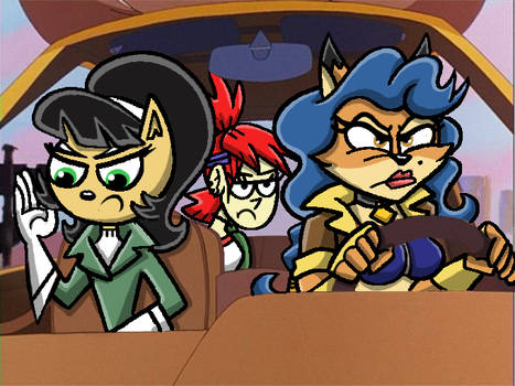 Car Meme with Kitty Carmelita and Frankie