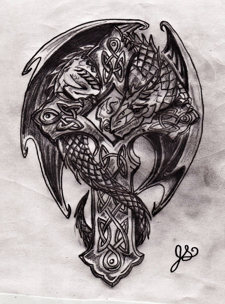 Кельтский дракон тату