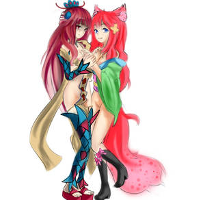 Nerisa and Saki (20$ commission) by KitsuneYin