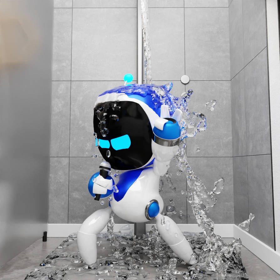 Astro Bot Singing In The Shower 3D 2 by Shortshaker on DeviantArt