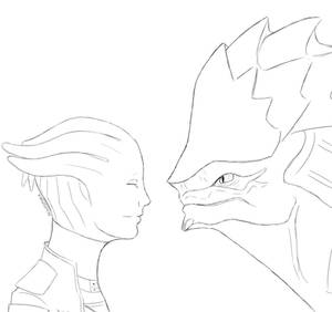 Asari and Krogan lineart