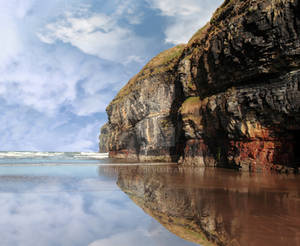 cliff reflection on ballybunion beach