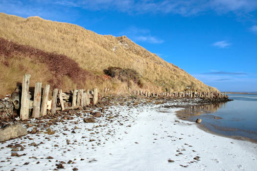 the cashen estuary ballybunion in frozen landscape