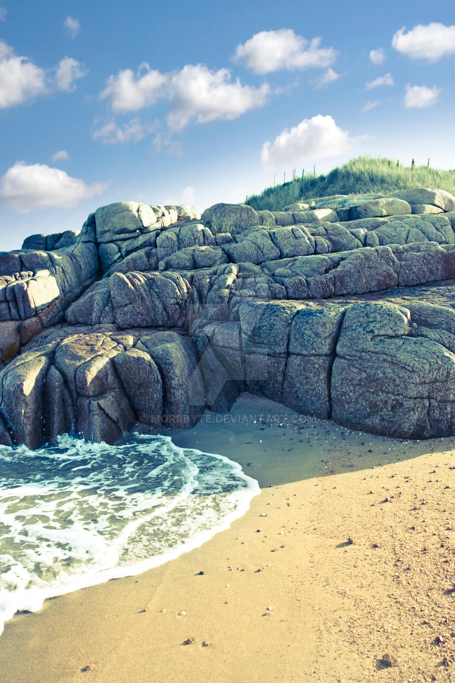 rock formation on a coastal beach county Donegal