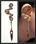 Swinging Steampunk ear cuff by Meowchee