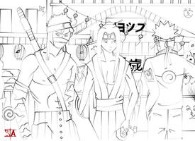 Haku Zabuza meet Naruto Lineart