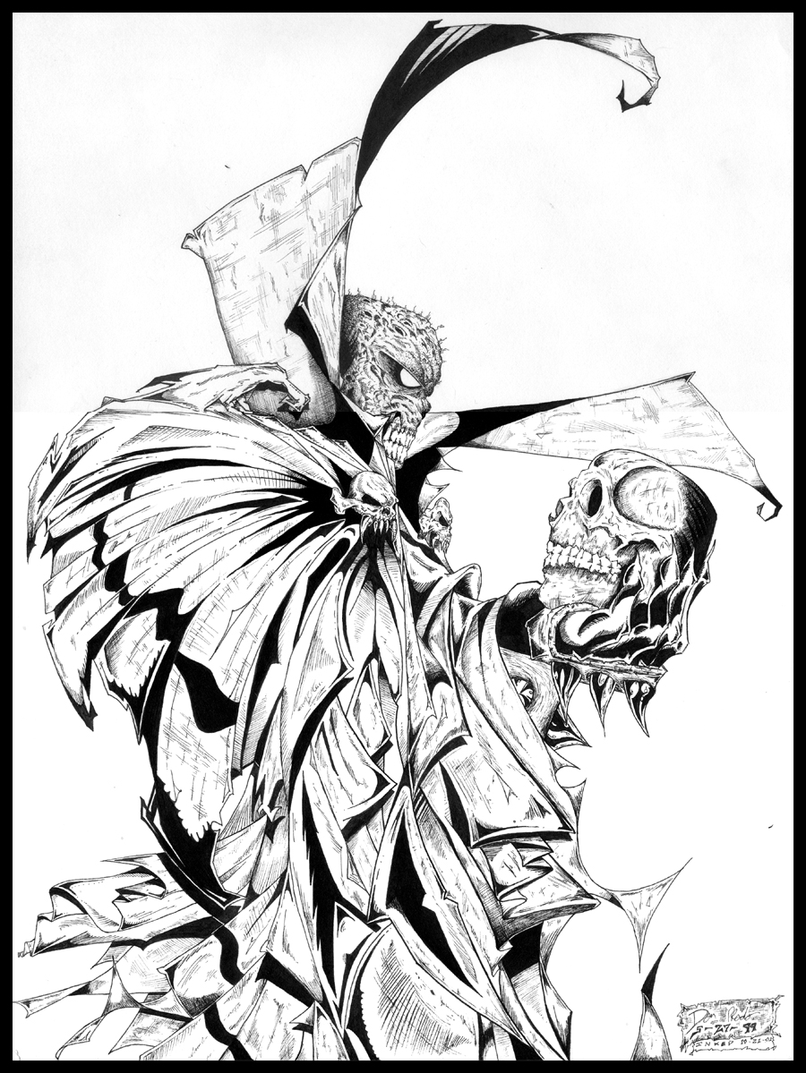 Spawn Holding a Skull in Ink