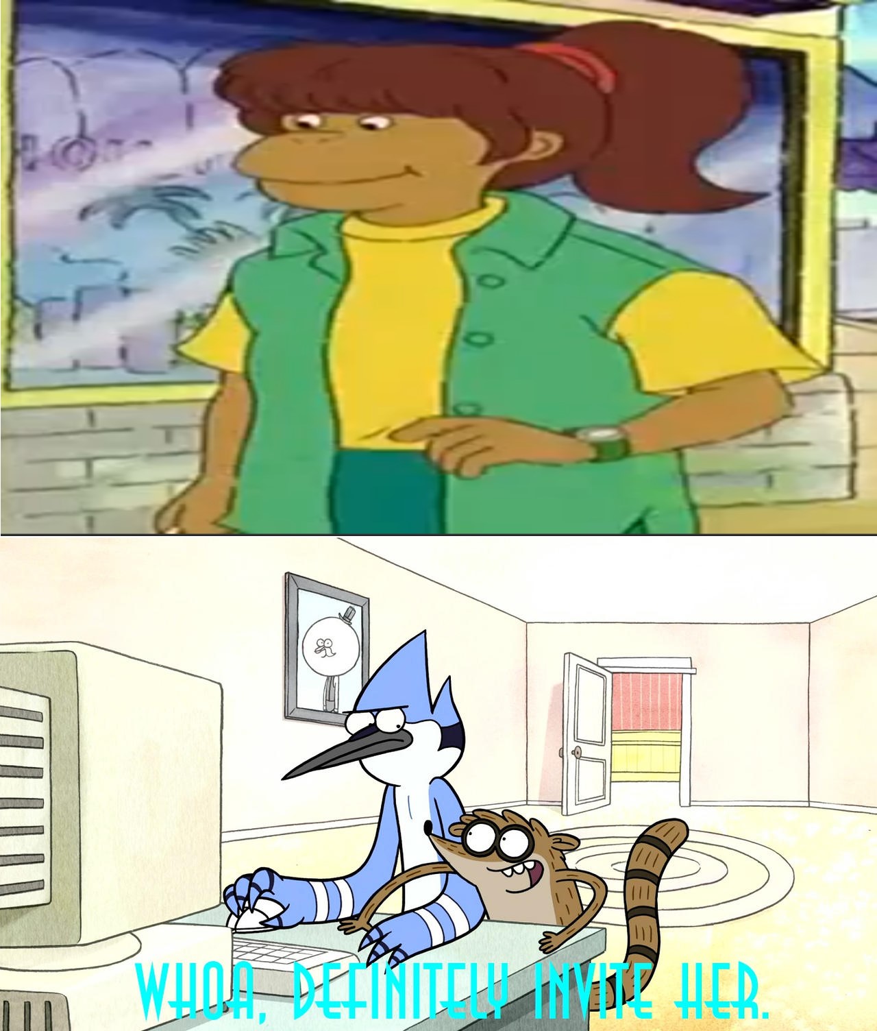 Fem Rigby Rigby Wants To Invite Catherine by unicycleboy21 on DeviantArt