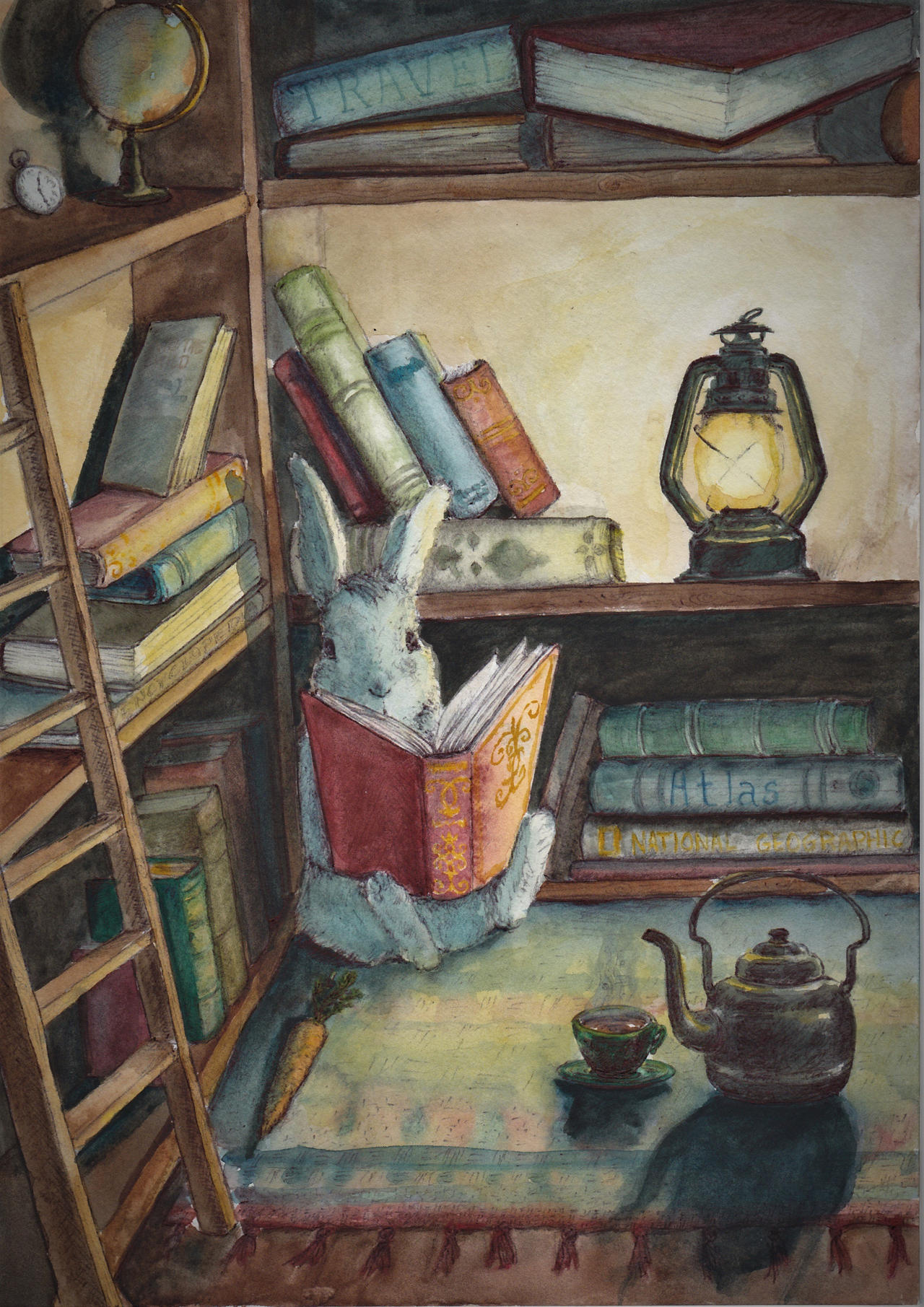 Rabbit in his library by toricrafts on DeviantArt