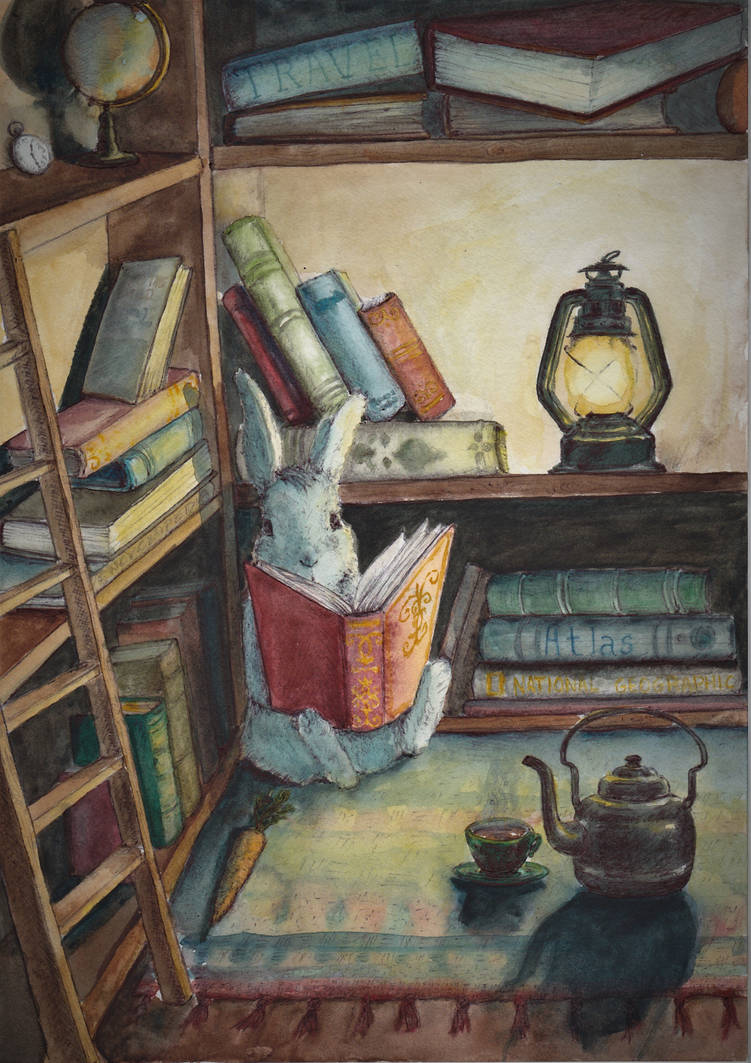 Rabbit in his library by toricrafts on DeviantArt