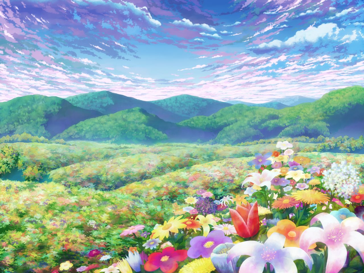 Florest and Garden, Background, Anime Background, Anime Scenery