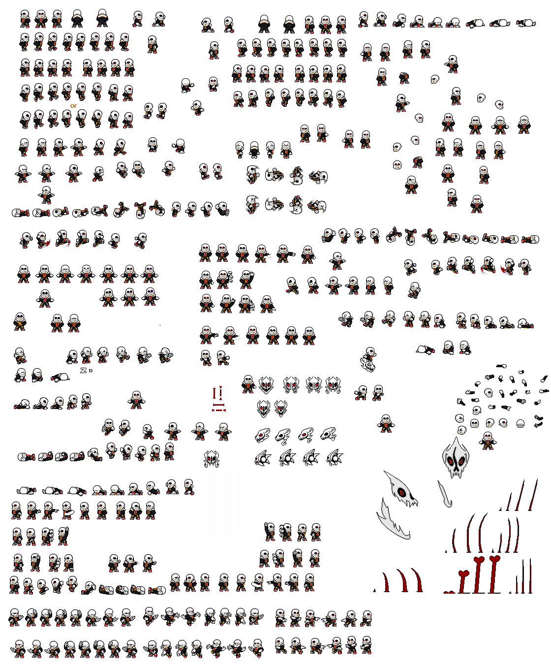 Sans and Underfell Sans Battle Sprites Revamp by JesterBones4150