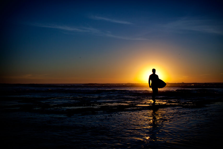 Mission Beach Surfer at Sunset