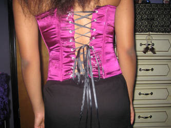 Fuschia Brocade Corset View 2