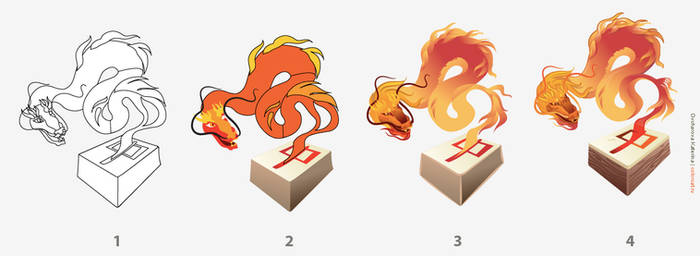 The dragon icon - steps