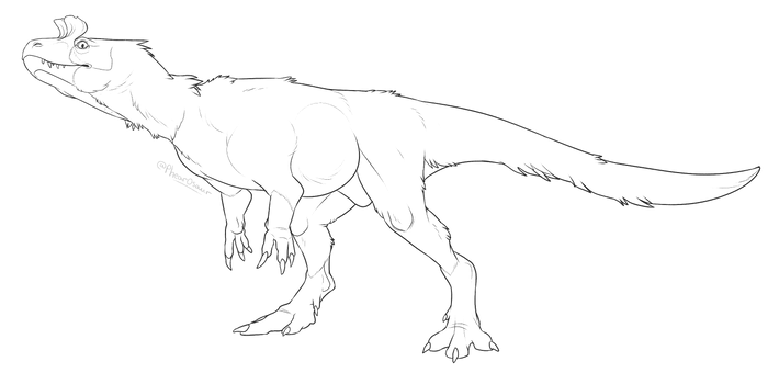 F2U- Cryolophosaurus (Feathered) Lineart