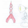 Tintin Rocket and Luxo Lamp