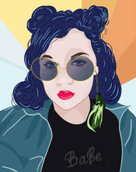 Vector illustration of woman face with glasses