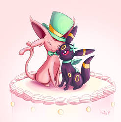 Espeon and Umbreon Cake Toppers