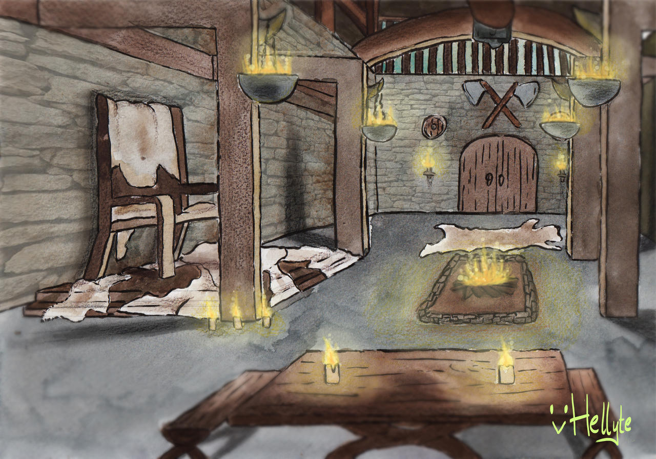 Viking Hall concept art by Hellyte on DeviantArt