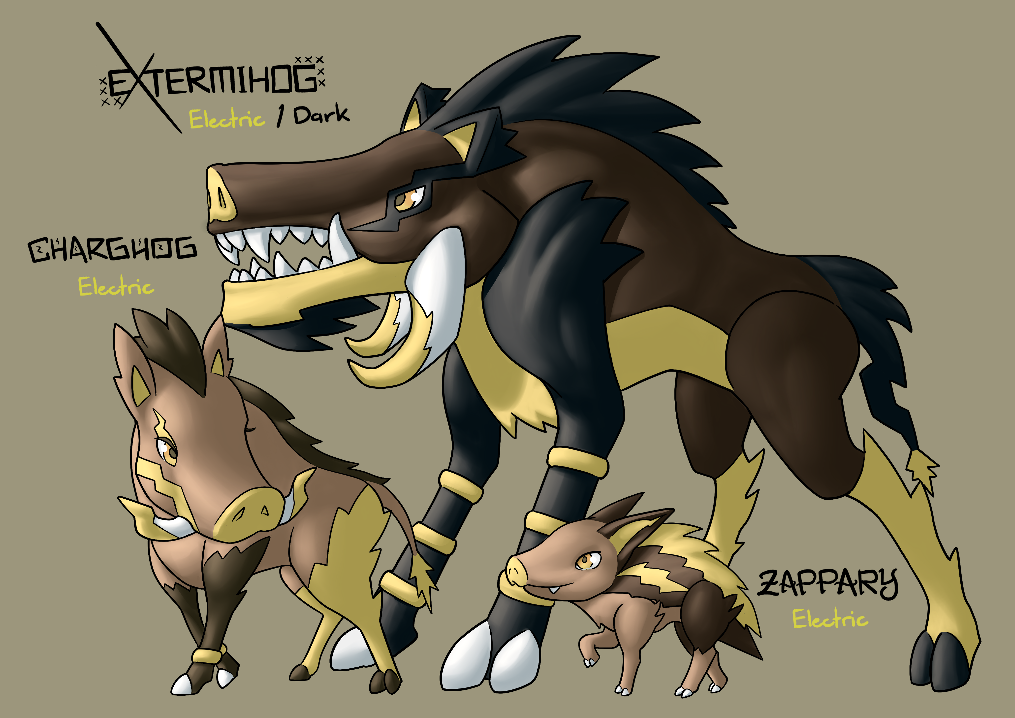 Zapper Pokemon Pokemon Concept #42 - Zappary Family by PencilFantasy on DeviantArt