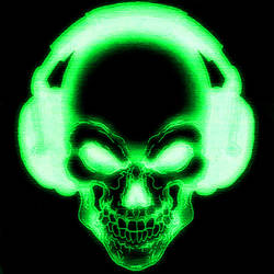 Green Skull With Headphones