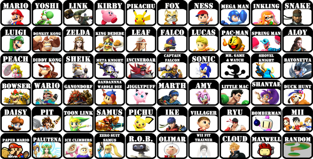 Updated Smash Roster by J-Yoshi64 on DeviantArt