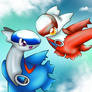 pokemon- Latias and Latios playing in the sky