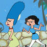 Wilma and Betty coming home from a costume party