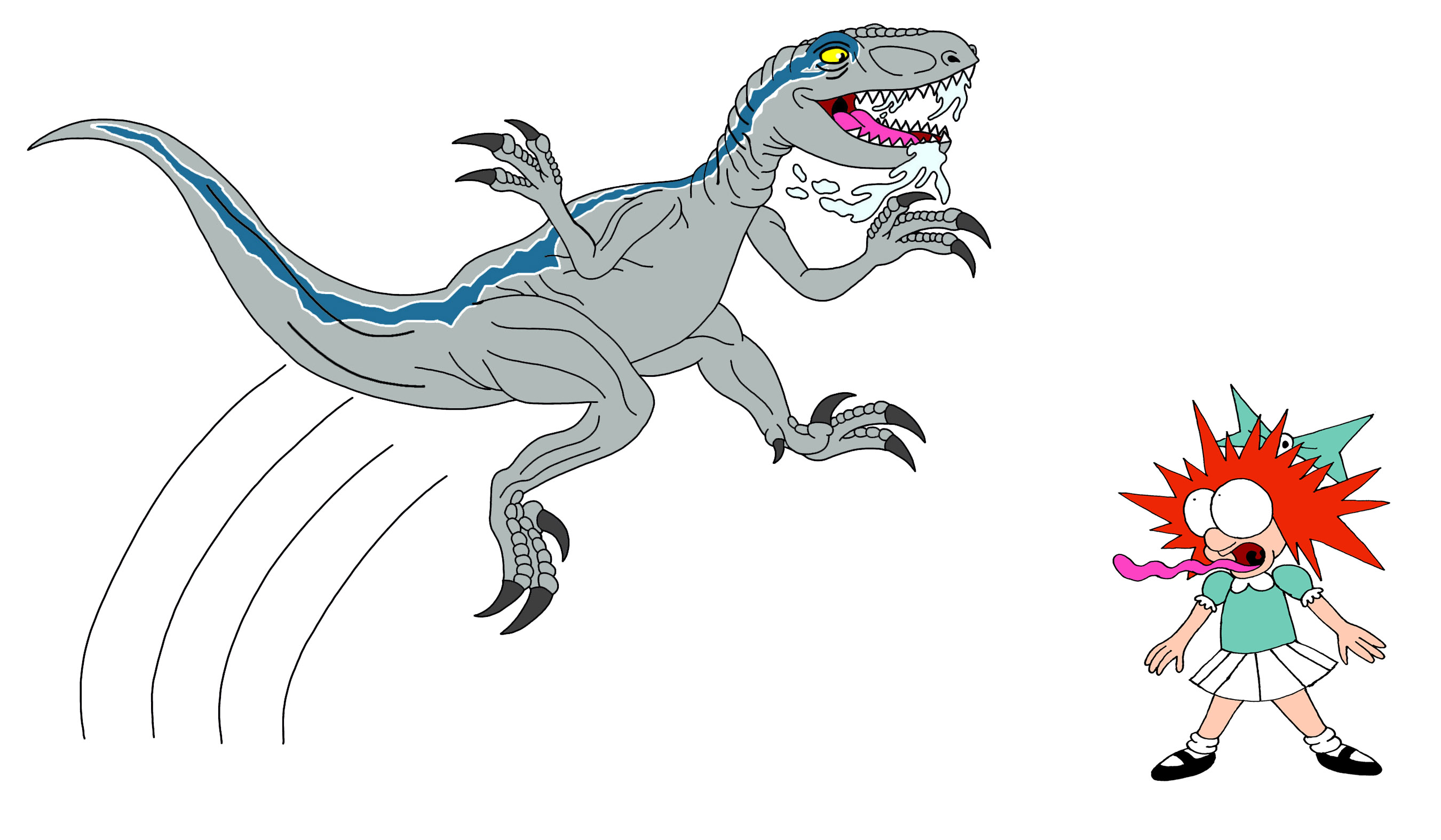 Bluethe Rapter Mlp Blue the Velociraptor Leaping at Elmyra by Rodan5693 on DeviantArt