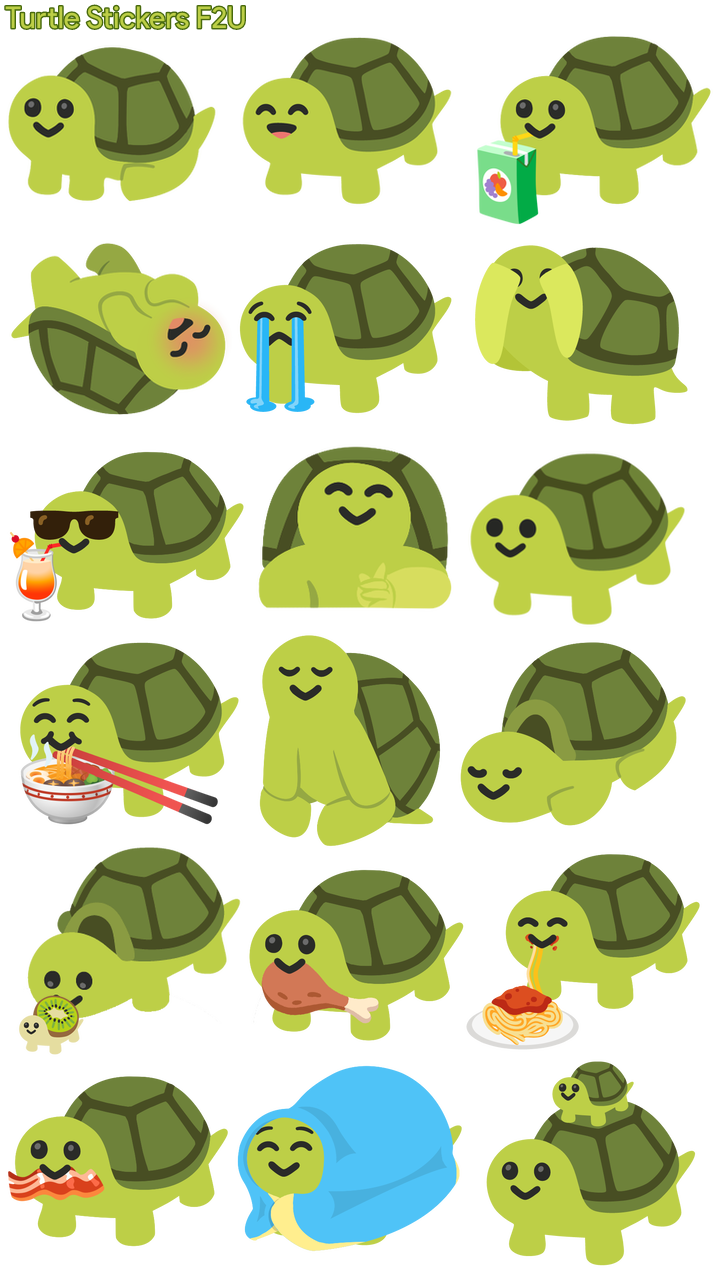 (F2U) Turtle Emoji Stickers Set by Qwerty10200220 on DeviantArt