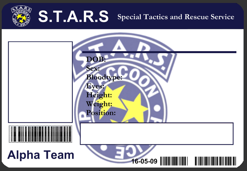 S.T.A.R.S ID Card Template