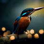Beautiful kingfisher catching a fish