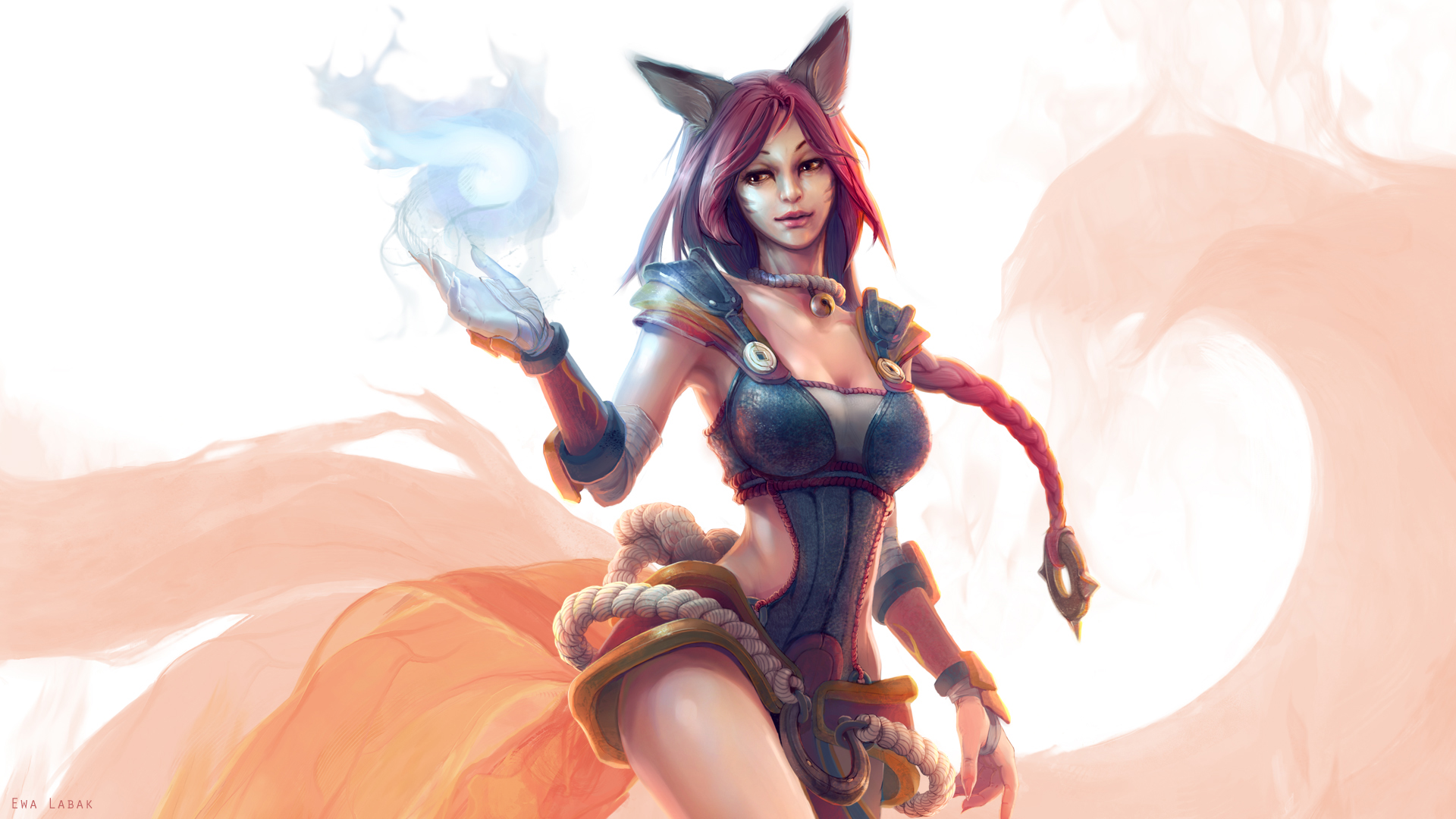 Foxfire Ahri wallpaper by EwaLabak