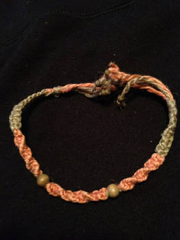 Twisted Green and Orange Hemp Bracelet