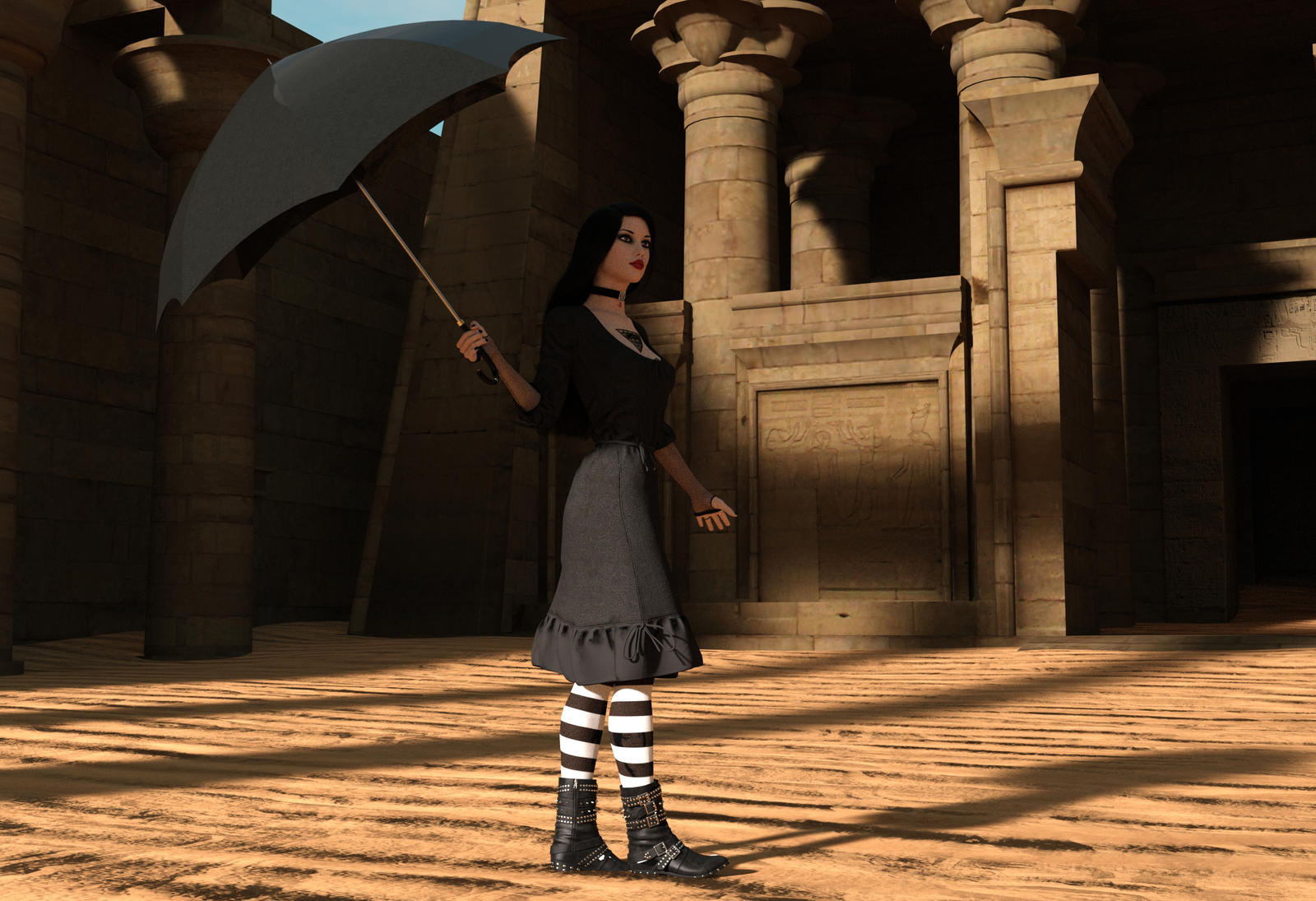 Goth visiting Egyptian temple by dazinbane on DeviantArt