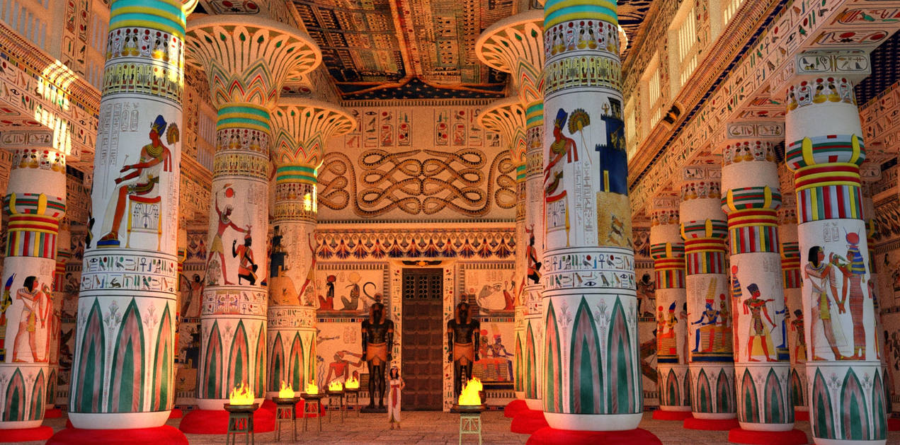 Hypostyle Design Hypostyle hall with statues by dazinbane on DeviantArt